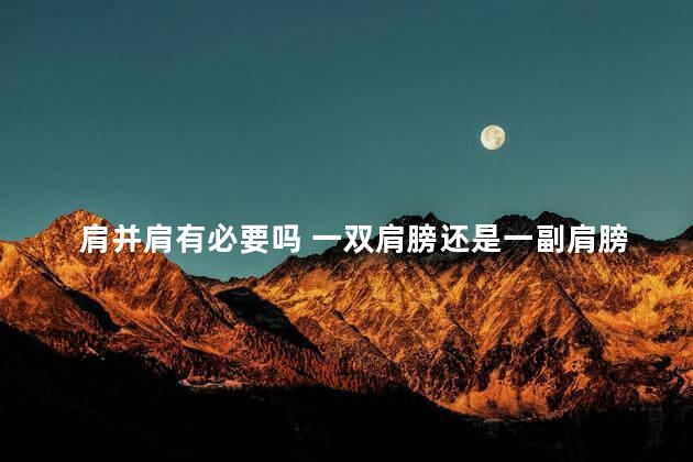 肩并肩有必要吗 一双肩膀还是一副肩膀